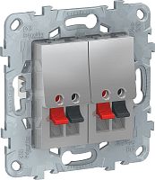 Розетка аудио без рамки Schneider Electric Unica New 2-м. алюминий картинка